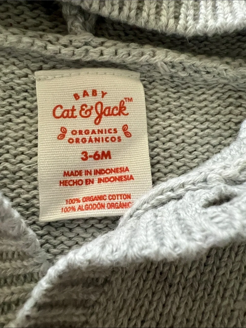Cat & Jack Light Gray Knit Hooded Baby Cardigan